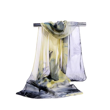 

Women's Print Summer Sunscreen Scarves Lotus Chiffon Scarf Fashion Thin Shawls And Wraps Women Flower Hijab Stole Wholesale