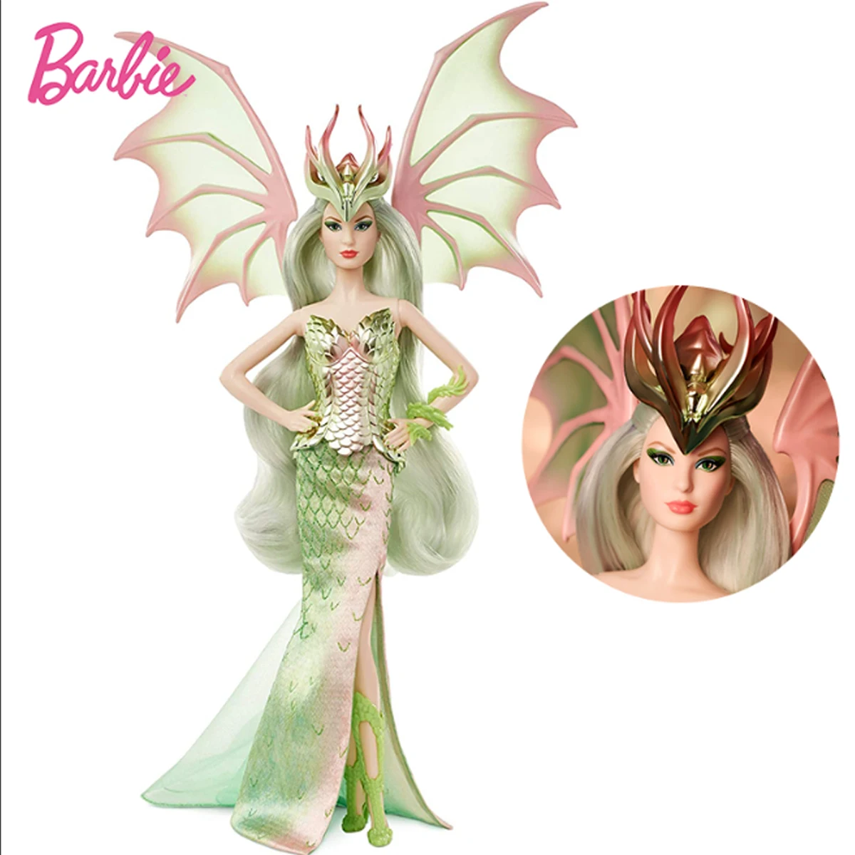 Barbie Greek Mythical Muse Fantasy Dragon Empress Doll with Pastel Colored Hair & Wings Collectible Toys for Kids Gift GHT44