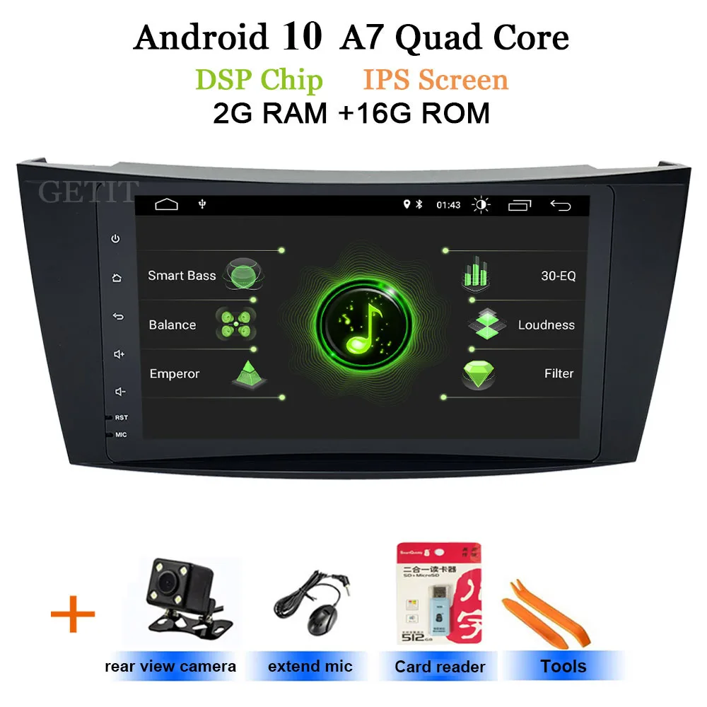 DSP ips 4G 64G Android 10 2 din Автомобильный dvd-плеер для Mercedes Benz e-класс W211 E200 E220 E300 E350 E240 E270 E280 CLS класс W219 - Цвет: DSP-IPS 2G Rear cam