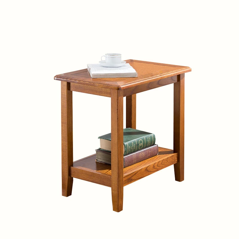 

Modern rectangular corner living room solid wood small table simple American sofa side coffee telephone