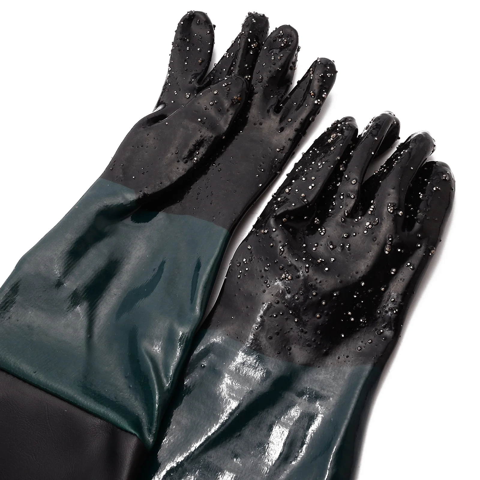 1 Pair Heavy Duty Gloves Soft PVC Vinyl Sandblasting Gloves 60cm For Sandblaster Sand Blast Cabinet Sandblasting Machine