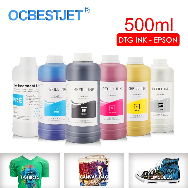 Чернила DTG для текстиля Epson DX5 DX7 R330 500 1390 R1900 R2000 F2000 F2100 1400 мл/комплект|digital textile ink|ink for