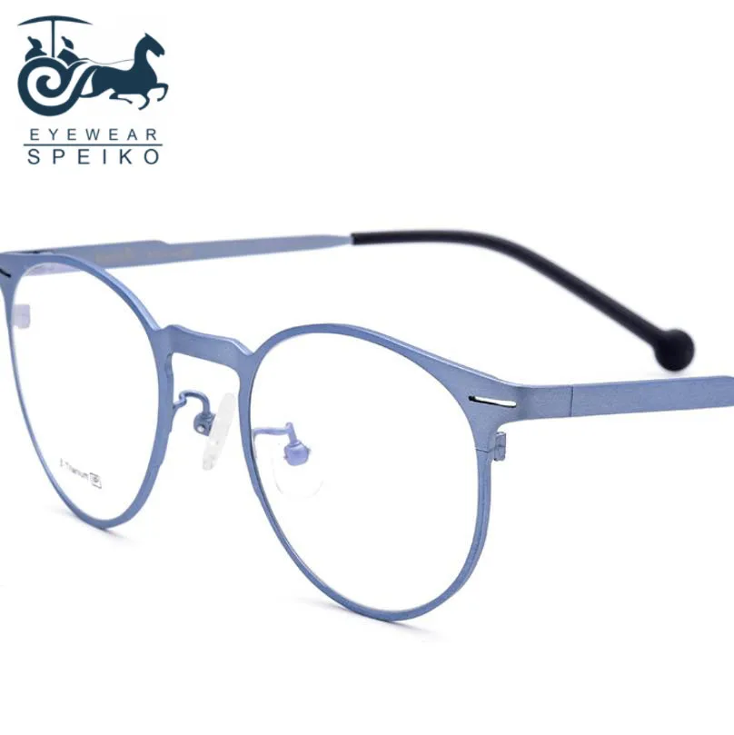 

Ultralight pure titanium round frames 7705 business style men women eyewear can be myopia reading glasses 1.74 anti-blue lenses