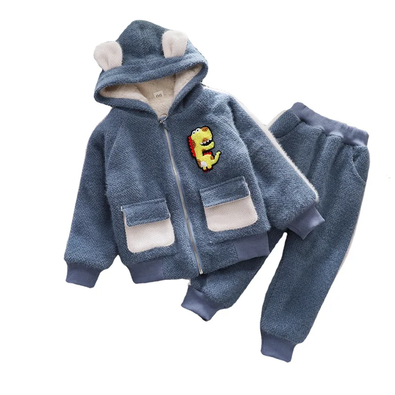 

Children Fashion Thick Hooded Jacket Pants 2Pcs/Sets New Winter Baby Girls Clothes Toddler Casual Boys Clothing Kids Tracksuits