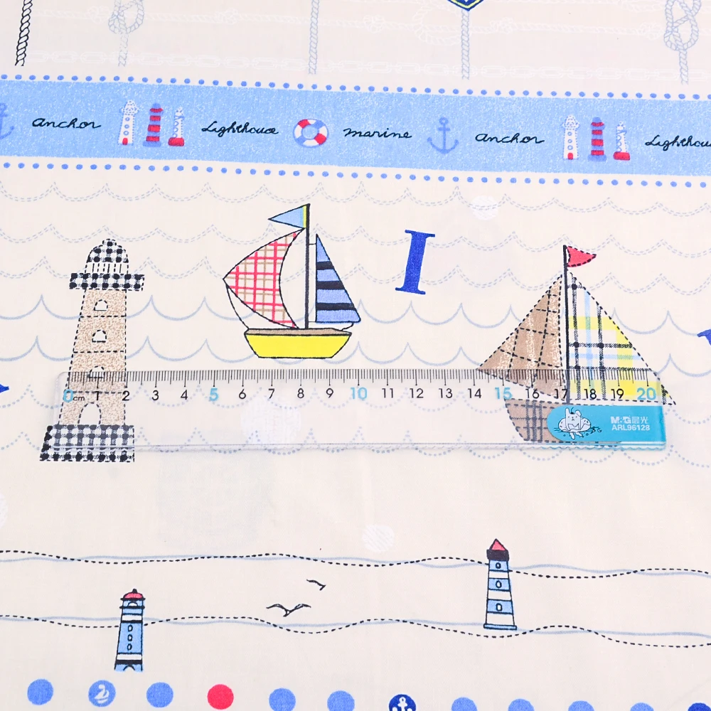 Teramila Sea Theme Cotton Fabric Patchwork Quilting Sewing Cloth Craft Bedding Decoration Fabrics Tissue Home Textile Clothing | Дом и сад