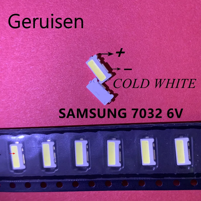 100 шт./лот Edge SMD LED 7032 6 в SAMSUNG 1 Вт 160mA холодный белый высокой мощности для подсветки