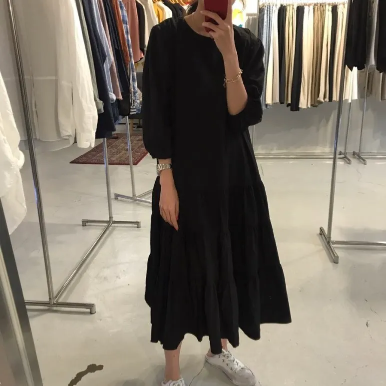 WHITNEY WANG осеннее модное уличное платье в Корейском стиле в клетку женское повседневное осеннее платье