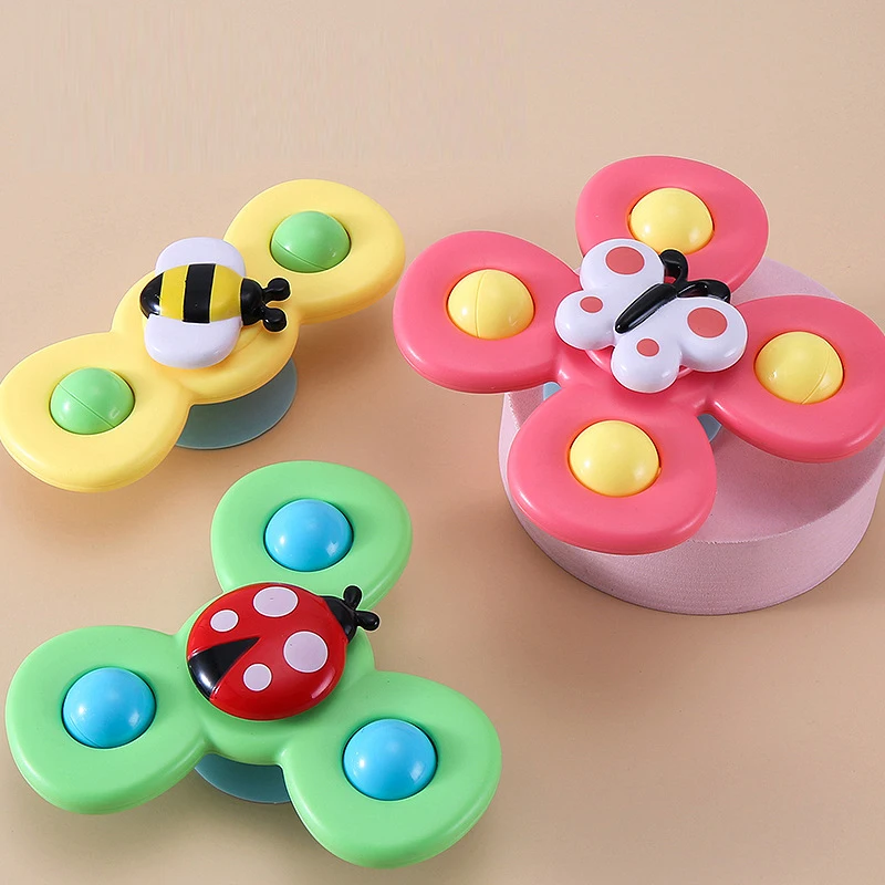 3pcs Cartoon Insect Baby Rattles For 0-12 Months Boys Girls ABS Fidget Spinner Gyro Toy Relief Stress Fingertip Kid Gift | Игрушки и