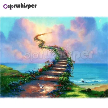 

Diamond Painting Full Square/Round Drill Heaven Colorful Stairs 5D Daimond Painting Embroidery Cross Stitch Mosaic Art TH143