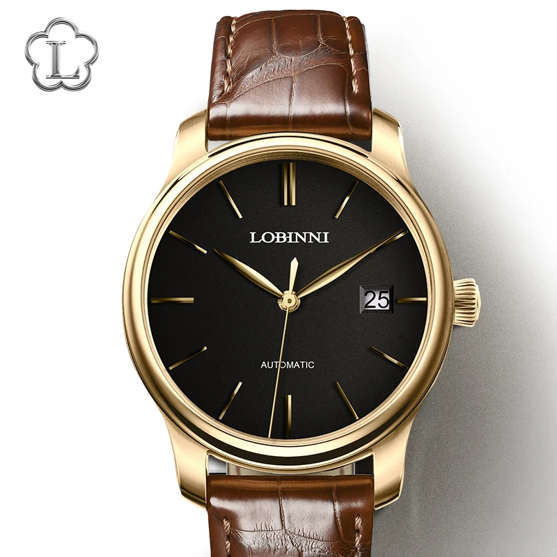 

Luxury Brand LOBINNI Men's Watch Automatic Calendar Mechanical Watches Men Dress Clock Male Wristwatches Waterproof Steel Hours