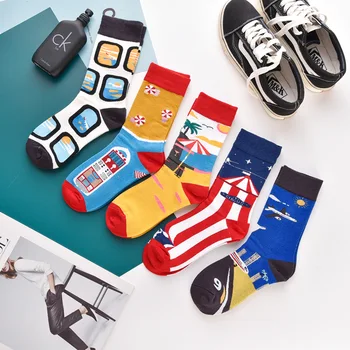 

Cotton men socks fun crazy teen women socks funky funny novelty happy long socks Spring summer Holiday Outdoor breathable sock