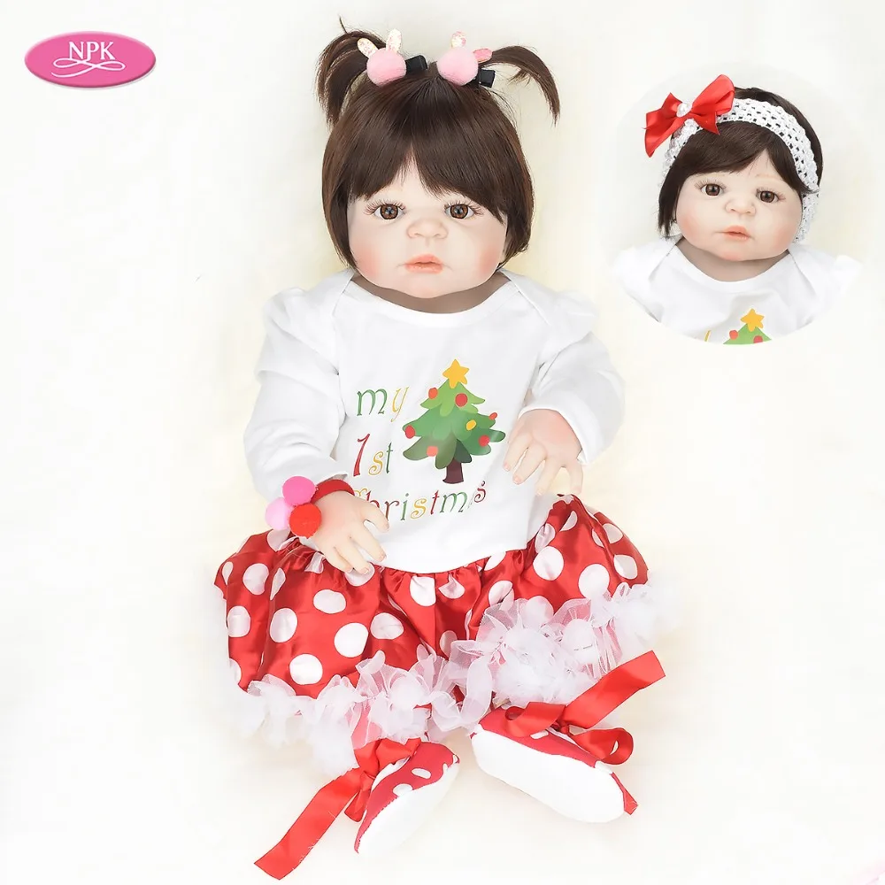 

NPK 55CM Reborn Baby Girl Doll Realistic Full Body Silicone Toddler Princess Dolls Bath Toy for Kids Christmas Gifts Bebe Reborn