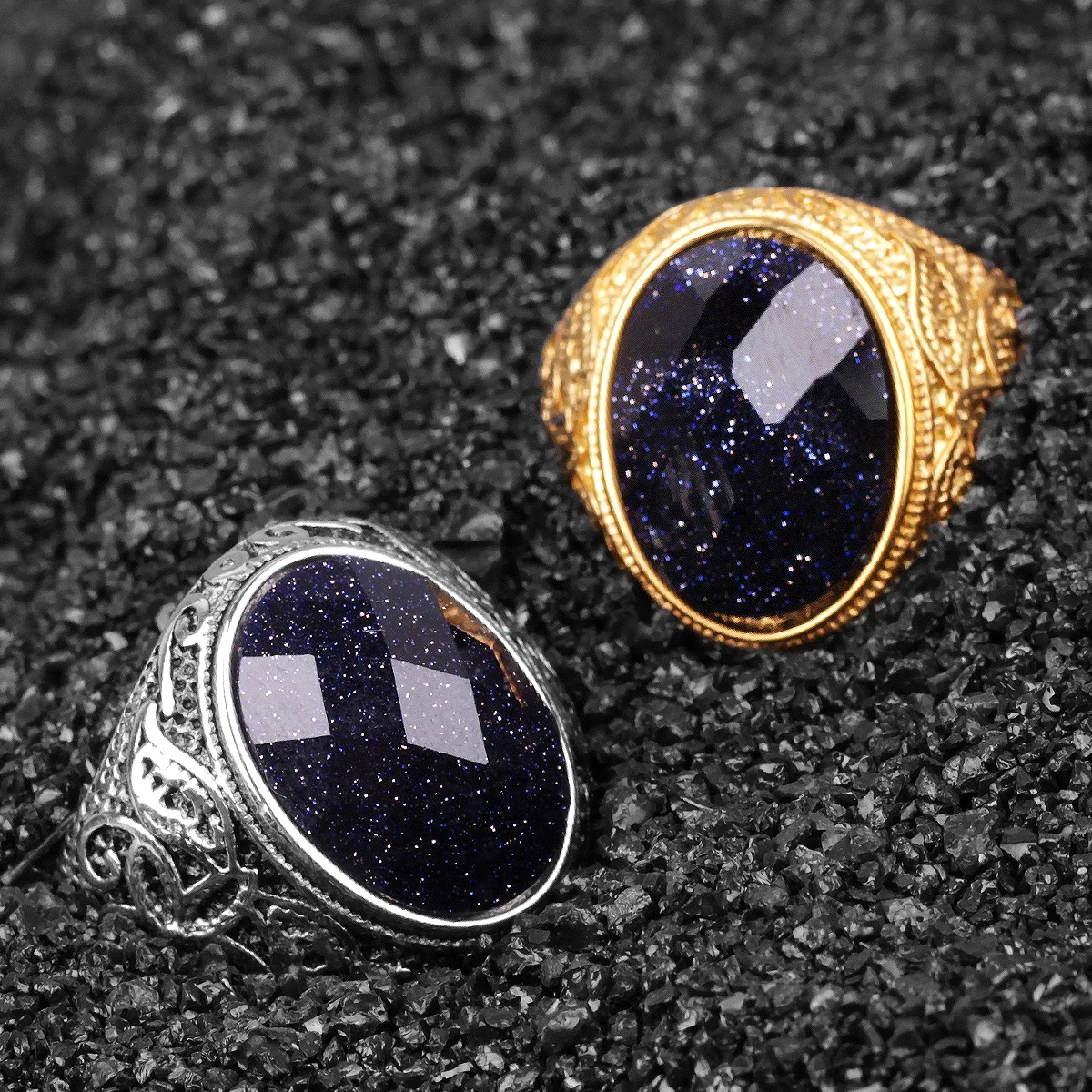 

Stainless Steel Men Rings Rhinestone Carved Flower Starry Night PunkFor Biker Male Boyfriend Jewelry Creativity Gift Wholesale