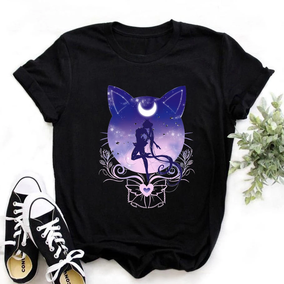 T-Shirt Harajuku Top White Clothes Hip-Hop Sailor Moon WVIOCE Female Summer Streetwear