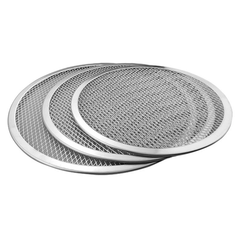 6-14inch Seamless Aluminum Pizza Screen Baking Tray Metal Net Bakeware Non-stick Baking Tray DIY Pizza Tools