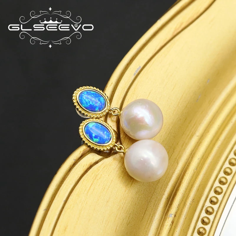 

Glseevo Sterling Silver Starry Sky Gemstone Natural Freshwater Pearl Pendant Earrings Women'S Exquisite Fashion Jewelry GE1082