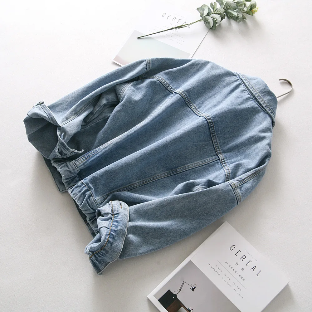 

F3456-Western Style WOMEN'S Dress 2019 Spring And Autumn New Style Fold-down Collar Washing Cowboy Jacket Women's
