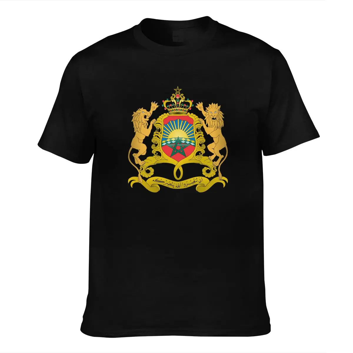 

Mens T Shirts Fashion Morocco Coat of Arms National Moroccan Emblem Tee Cotton Short Cn(origin)