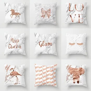 

I Love You Monogram Lash Pillow Case 45*45 Nordic Unicorn Elephant Flamingo Print Cushion Cover Rose Gold Letter Home Decor