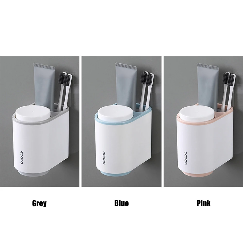 Ecoco Toothbrush Rack Wall Mounted Magnetic Toothbrush Holder Bathroom Toothbrush Organizer Cup 5