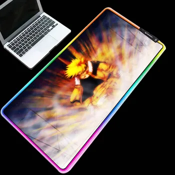 

XGZ Exquisite large size RGB mouse pad USB interface Naruto pattern as a table mat high quality colorful lighting keyboard mat