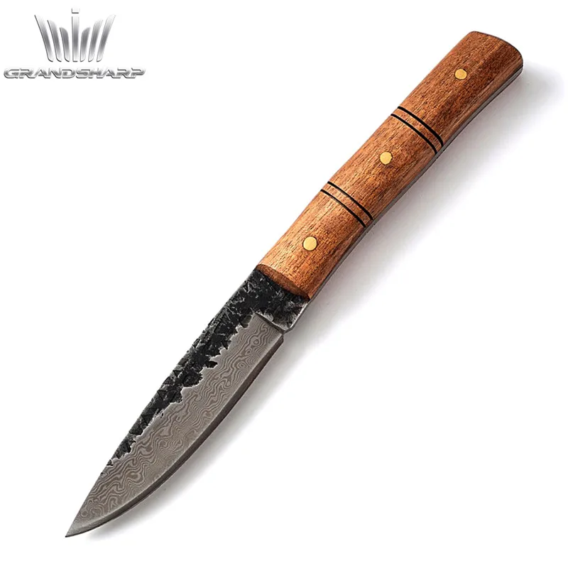 Damascus-Hunting-Knife-Hand-Forged-Outdoor-Equipment-Handmade-Pocket-Knife-Survival-Straight-Knife-Fixed-Blade-Rosewood (3)