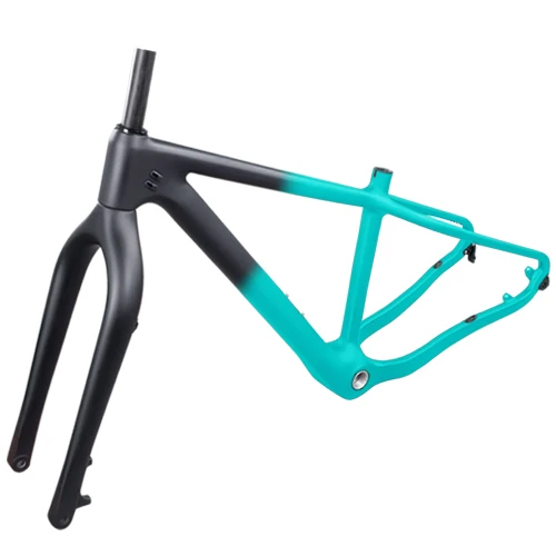 Новая карбоновая велосипедная Рама с вилкой 26er, карбоновая зимняя велосипедная Рама, подходит max 4,8, зимние велосипедные шины, карбоновая велосипедная рама, вилка для снега - Цвет: Later half green