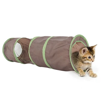 

NewPet Polyester Straight Tunnel Toy Portable Foldable Tube With Squeaky Paper For Cats Portable Home Cat Training Toy