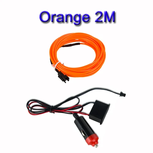 orange 2m EL Wire Автомобильный светодиодный светильник 1 м 2 м с адаптером освещение салона автомобиля украшение двери для авто неоновый светильник светодиодный Канатный светильник 10 цветов/ - Испускаемый цвет: orange 2m
