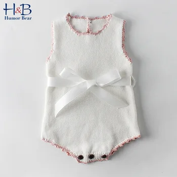 

Humor Bear Baby Children Clothing 2020 Toddler Baby Boy Girl Knit Romper Solid Bodysuit Cute Bow Sleeveless Jumpsuit 0-18M