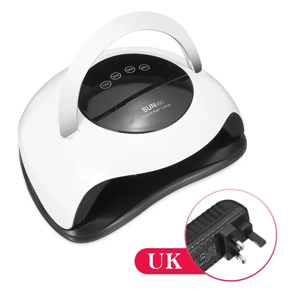 UK plug SUNBQ5T 120 Вт Сушилка для ногтей профессиональный сенсорный экран 36 шт. Светодиодный УФ-лампа ЖК-дисплей Интеллектуальный сушильный гели Декоративный Лак для ногтей Инструменты - Цвет: UK plug