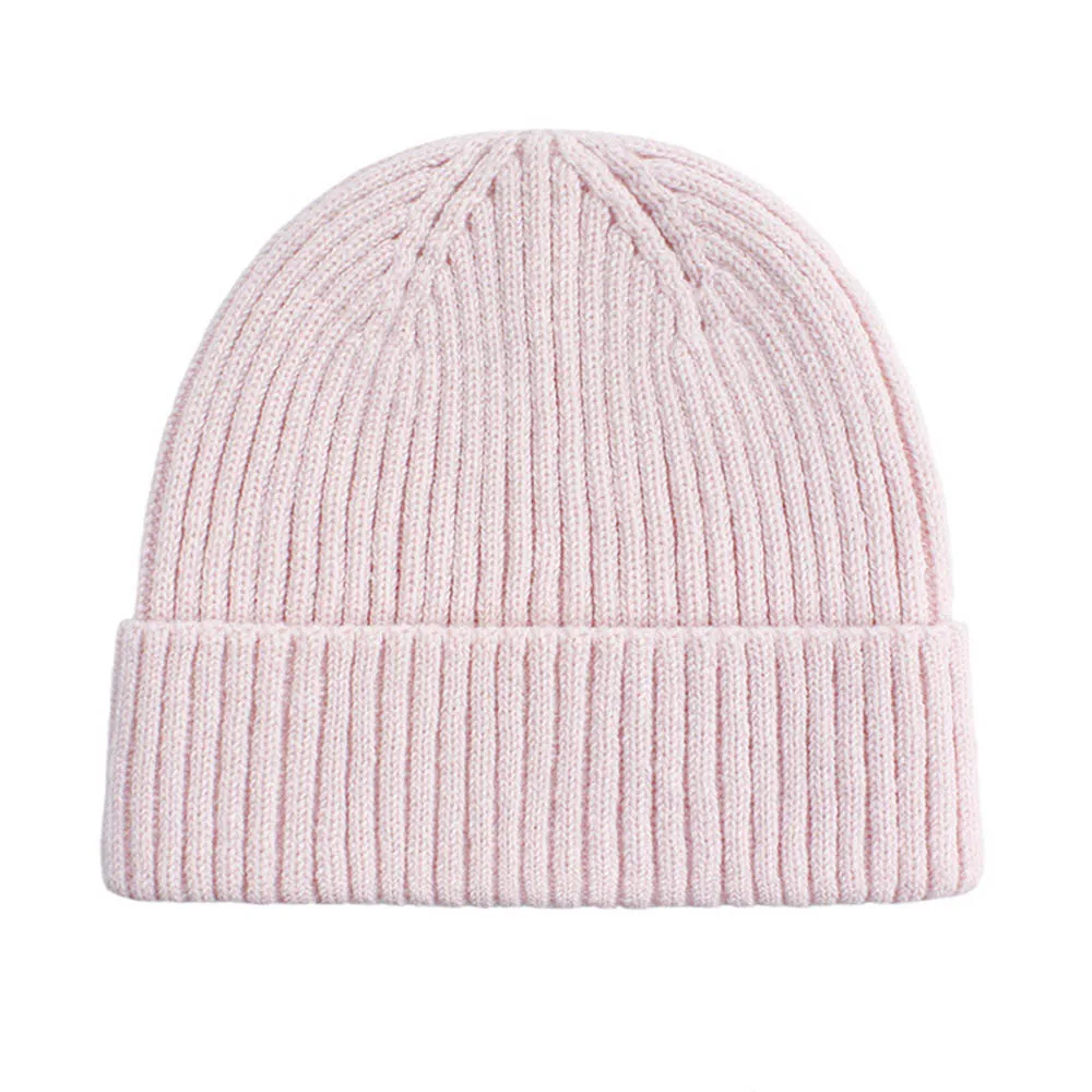 [AETRENDS] 20 однотонных цветов, зимние шапки для мужчин и женщин, теплые удобные вязаные шапки с манжетами и черепами, Z-9966 - Цвет: Light Pink