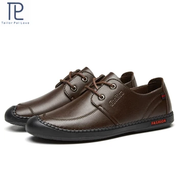 

New Leather Men Casual Shoes Mens Loafers Moccasins Breathable Slip on Black Driving Shoes Plus Size 38-44