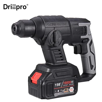 

198Vf Brushless Electric Rotary Hammer Multifunction Electric Heavy Duty Hammer Impact Power Drill Tool with 19800mAh Battery
