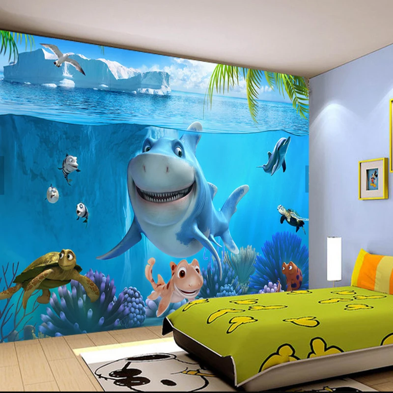 Custom-3D-Mural-Wallpaper-Non-woven-children-Room-wall-covering-Wall-paper-3d-stereo-sea-world