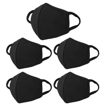 

1Pc/5Pcs Unisex Washable Black Mouth Mask Anti-Haze PM2.5 Activated Carbon Dustproof Outdoor Cycling Earloop Face Cover