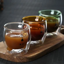 250 мл креативные Мультяшные двойные кофейные кружки чашки для напитков с термоизоляцией, двойной настенный стеклянный творческая чашка для чая подарок питьевое молоко