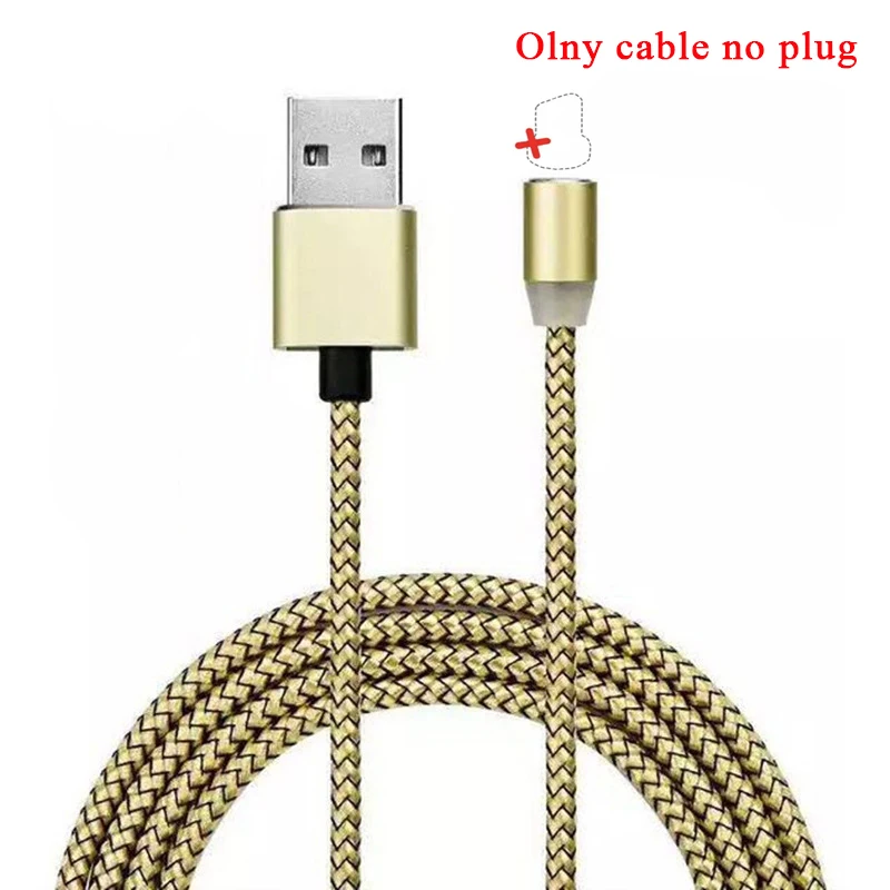 GEMT Magnetic USB Cable Fast Charging USB Type C Cable Magnet Charger Charge Micro USB Cable Mobile Phone Cable USB Cord - Color: Golden(no plug)