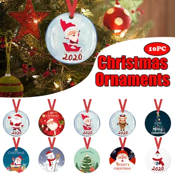 

2020 Christmas Wooden Christmas Tree Decoration Mask Pendant Crafts Double Sided10PC christmas tree ornaments boze narodzenie