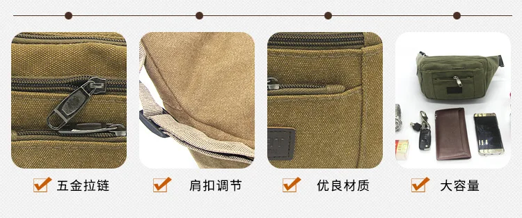 Wear-Resistant Canvas Waist Pack Stall Money Business Cross-body Bag Large Capacity Mobile Phone Bag