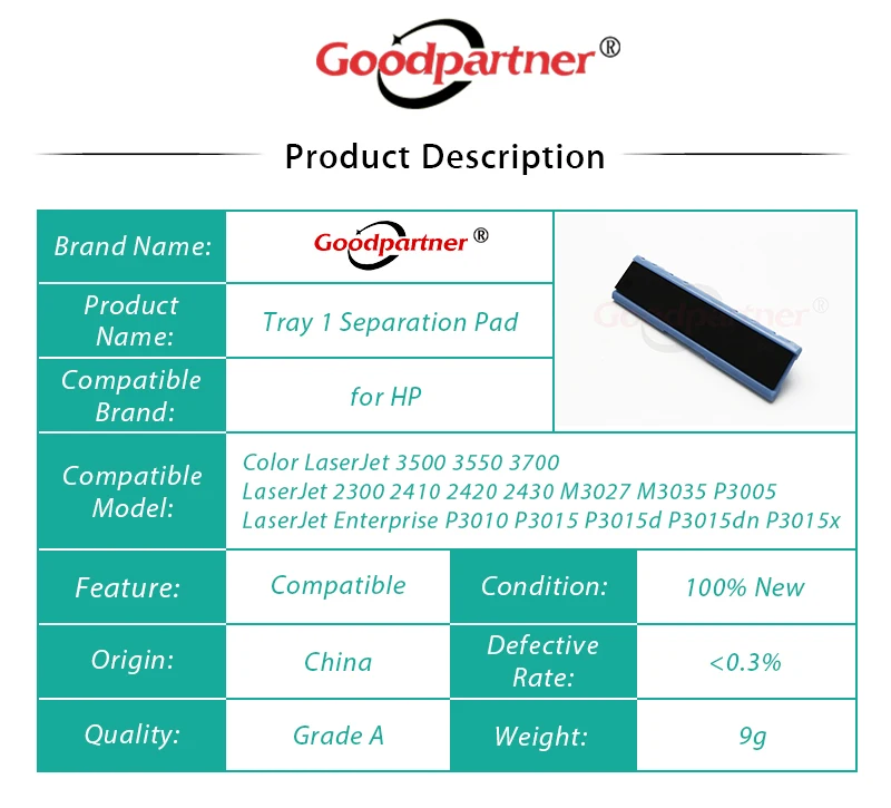 10X RC2 8575 000 RC1 0939 Separation Pad for HP P3010 P3015 3500 3550 3700 2300 2400 2410 2420 2430 M3027 M3035 M3037 P3005|separation pad|feed