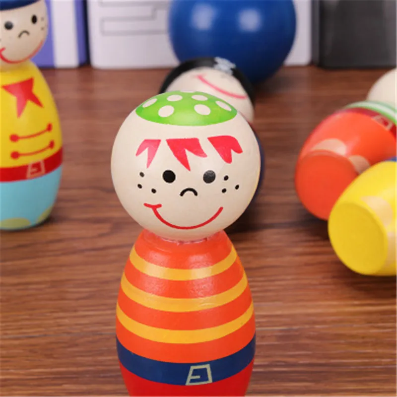 low cost  Montessori Bowling Educational Wooden toy 3D Puzzle Wooden Sensory Mathematics Jigsaw Brain Trainin