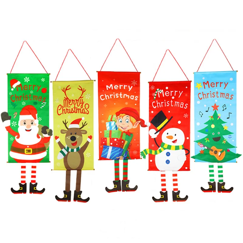 Christmas Door Decorations for Home Christmas Ornaments Door Hanging Banner Porch Sign Decorative Xmas Decor New Year Natal