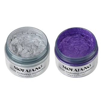 

Mofajang 2 Pcs Style Styling Products Hair Color Wax Dye One-Time Molding Paste Hair Dye Wax Make Up Gray & Purple