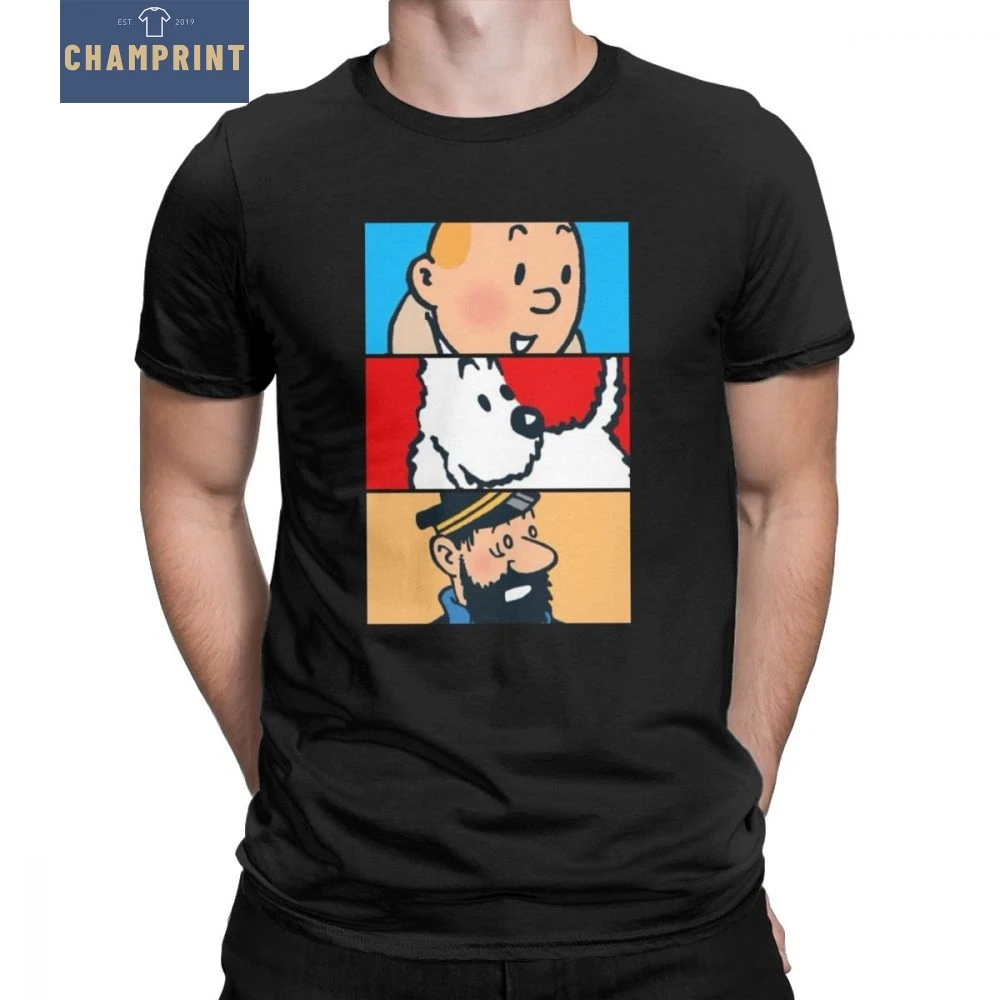 Tintin Milou Haddock The Adventures Of T Shirt Men Cotton Awesome T-shirt Tee Sleeve Clothing 4xl 5xl 6xl - T-shirts - AliExpress