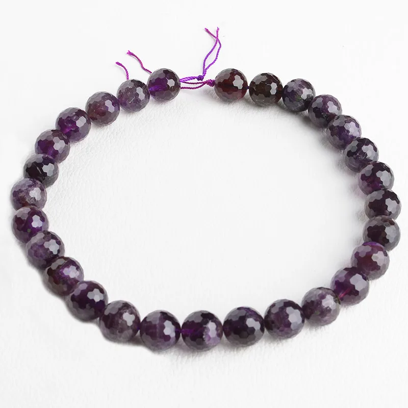 Natural Genuine Purple Amethyst Faceted 14mm Round Loose Beads 15