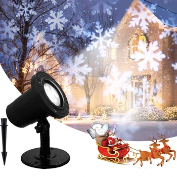 

New Christmas Snowflake LED Projector Lights Rotating Snowfall Projection with Remote Control Outdoor Landscape Decor Lighting