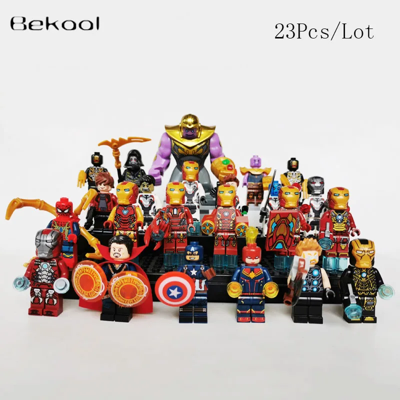 

NEW Marvel Avengers Endgame Thanos Iron Man spider man Hawkeye Hulk Nebula Thor Captain building block toys kid gift 23pcs/lot