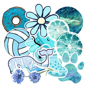 

53Pcs/Set Blue Small Fresh Graffiti Stickers DIY For Car Computer Refrigerator Skateboard Waterproof Stickers