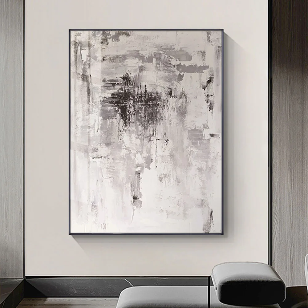 Hand Pained Wall Pictures Retro And Nostalgic Oil Paintings On Canvas Golden Gray Abstract Art Painting Modern Villa Hotel Decor